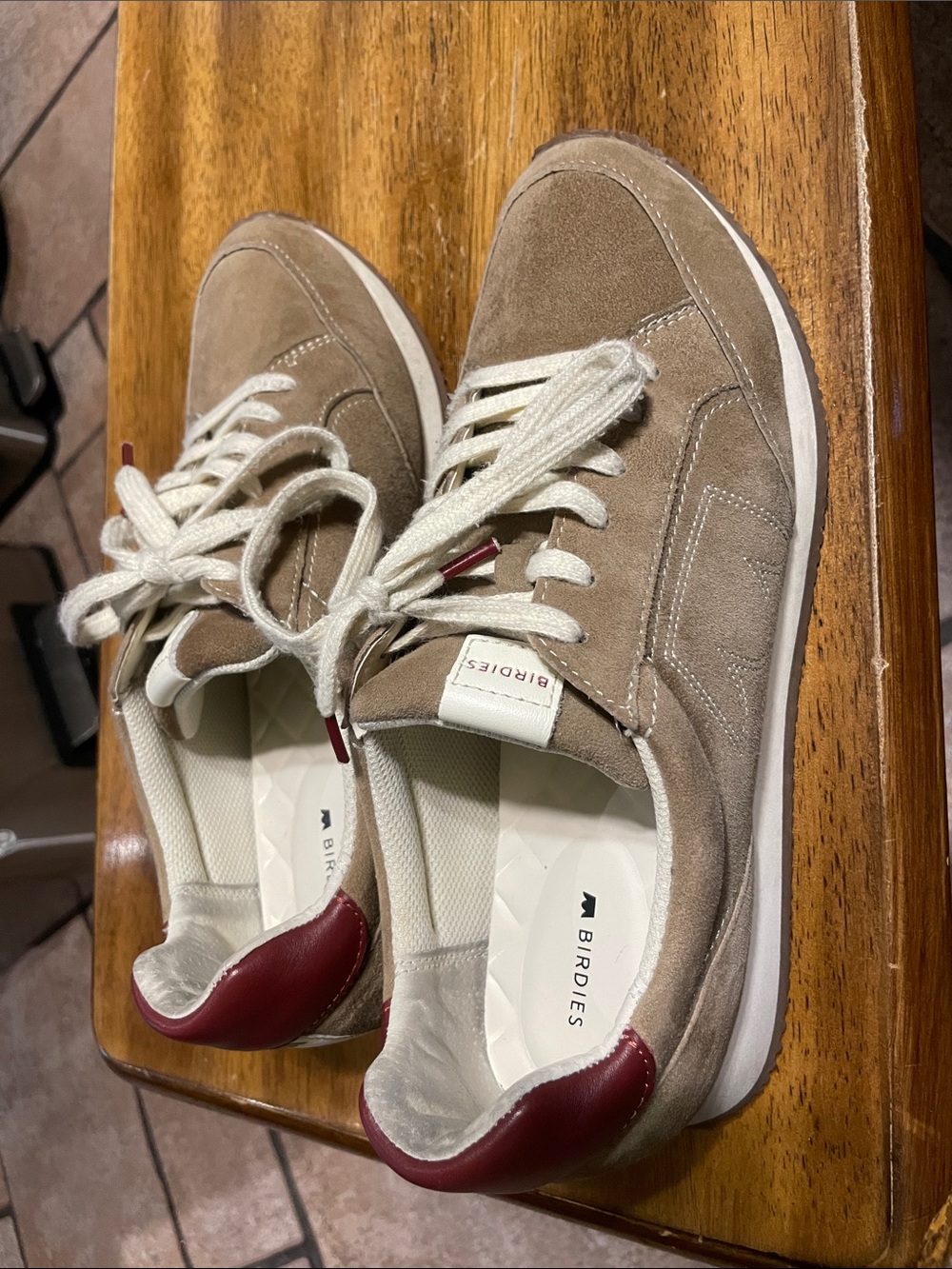 Birdies spice chai Suede Sneakers with Burgundy Heel